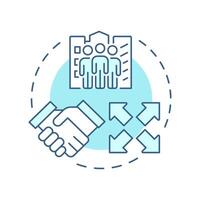 Corporate incubators soft blue concept icon. Business goals, milestone. Agreement, support. Round shape line illustration. Abstract idea. Graphic design. Easy to use in infographic, brochure vector