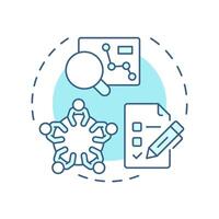 Research incubators soft blue concept icon. Teamwork, brainstorm. Statistical metrics, analytics. Round shape line illustration. Abstract idea. Graphic design. Easy to use in infographic, brochure vector