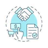 Buy soft blue concept icon. Product purchasing, services. Commerce, business. Documents organization. Round shape line illustration. Abstract idea. Graphic design. Easy to use in infographic vector