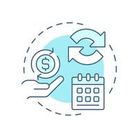 Subscription pricing soft blue concept icon. Business model, strategy. Price, revenue. Round shape line illustration. Abstract idea. Graphic design. Easy to use in infographic, article vector
