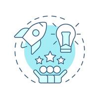 Startup studio soft blue concept icon. Teamwork, collaboration. Resources allocation. Round shape line illustration. Abstract idea. Graphic design. Easy to use in infographic, brochure vector