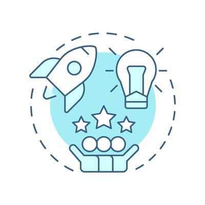 Startup studio soft blue concept icon. Teamwork, collaboration. Resources allocation. Round shape line illustration. Abstract idea. Graphic design. Easy to use in infographic, brochure