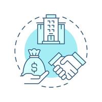 Business incubator soft blue concept icon. Partnership, agreement. Investment strategy. Round shape line illustration. Abstract idea. Graphic design. Easy to use in infographic, brochure vector