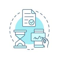 Quote approvals soft blue concept icon. Workflow automation. Pricing strategy. Checkmark, regulation. Round shape line illustration. Abstract idea. Graphic design. Easy to use in infographic vector