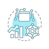 CPQ and CRM or ERP integration soft blue concept icon. Quote management systems. Customer service. Round shape line illustration. Abstract idea. Graphic design. Easy to use in infographic, article vector