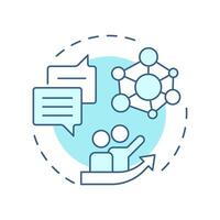 Networking opportunities soft blue concept icon. Industry leaders. Communication, teamwork. Round shape line illustration. Abstract idea. Graphic design. Easy to use in infographic, brochure vector