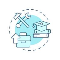 Learning opportunities soft blue concept icon. Personal growth, skill development. Round shape line illustration. Abstract idea. Graphic design. Easy to use in infographic, brochure vector