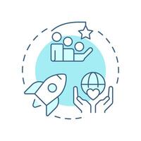 Nonprofit incubators soft blue concept icon. Startup support. Charity, donation. Help, assistance. Round shape line illustration. Abstract idea. Graphic design. Easy to use in infographic, brochure vector