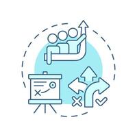 Prepare business plan soft blue concept icon. Corporate strategy. Market analysis, products. Round shape line illustration. Abstract idea. Graphic design. Easy to use in infographic, brochure vector