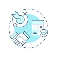 Accurate quotes soft blue concept icon. Agreement, negotiation. Price calculation. Round shape line illustration. Abstract idea. Graphic design. Easy to use in infographic, article vector
