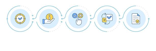 GDPR consent principles infographic 5 steps. User privacy protection. Management of information. Flow chart infochart. Editable info graphics icons vector