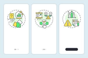 Workforce forecasting methods onboarding mobile app screen. HR analytics. Walkthrough 3 steps editable graphic instructions with linear concepts. UI, UX, GUI vector