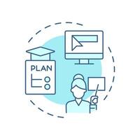 Teacher portal soft blue concept icon. Learning plans, teaching. Academic programs. Round shape line illustration. Abstract idea. Graphic design. Easy to use in article, infographic vector