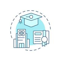Higher education soft blue concept icon. Graduation certificate. University, college. Round shape line illustration. Abstract idea. Graphic design. Easy to use in article, infographic vector
