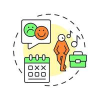 Absenteeism multi color concept icon. Employee schedule missing rate. HR management. Performance and engagement. Round shape line illustration. Abstract idea. Graphic design. Easy to use blog post vector