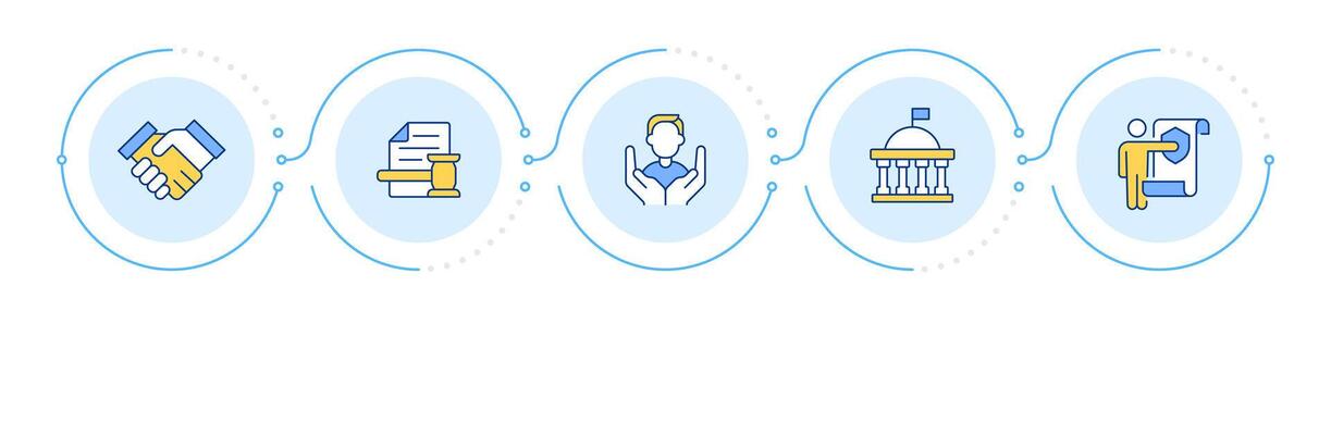 Legal bases infographic 5 steps. Processing personal information. User online security. Flow chart infochart. Editable info graphics icons