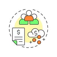 Revenue per employee multi color concept icon. Analyzing workforce efficiency. Performance and engagement. Round shape line illustration. Abstract idea. Graphic design. Easy to use blog post vector