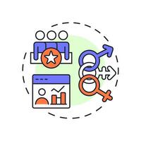 Workforce demographics multi color concept icon. Statistical characteristics of company employees. Staff insight. Round shape line illustration. Abstract idea. Graphic design. Easy to use blog post vector
