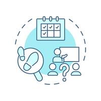 Attendance tracking soft blue concept icon. Class schedule. Recording, monitoring. Round shape line illustration. Abstract idea. Graphic design. Easy to use in article, infographic vector