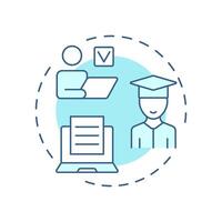 Student portal soft blue concept icon. Academic tools, learning materials. Educational access. Round shape line illustration. Abstract idea. Graphic design. Easy to use in article, infographic vector