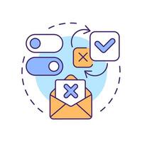 Withdrawable multi color concept icon. Opportunity to decline user allowances. GDPR consent principle. Round shape line illustration. Abstract idea. Graphic design. Easy to use in article vector