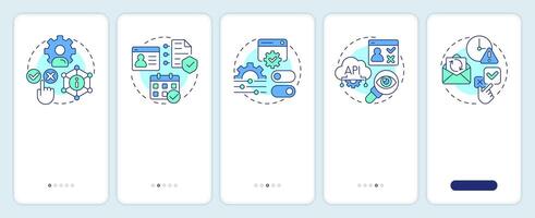 Consent lifecycle management onboarding mobile app screen. Digital data. Walkthrough 5 steps editable graphic instructions with linear concepts. UI, UX, GUI vector