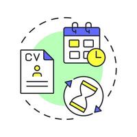 Time to fill multi color concept icon. Closing important positions period. Hiring metric. HR management. Round shape line illustration. Abstract idea. Graphic design. Easy to use blog post vector