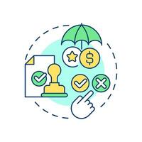 Reduces legal and financial risks multi color concept icon. Ensuring permissions. Benefit of consent management. Round shape line illustration. Abstract idea. Graphic design. Easy to use in article vector