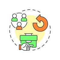 Employee turnover multi color concept icon. Workers leaving company rate analyzing. Performance and engagement. Round shape line illustration. Abstract idea. Graphic design. Easy to use blog post vector