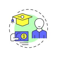 Training expense per employee multi color concept icon. Company costs for staff development. Hiring metric. Round shape line illustration. Abstract idea. Graphic design. Easy to use blog post vector