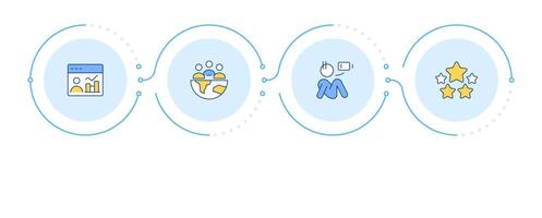 Workforce insights infographic 4 steps. HR analytics. Innovations in employees organization. Flow chart infochart. Editable info graphics icons vector