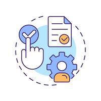 Unambiguous multi color concept icon. User actions clearly showing agreement. GDPR consent principle. Round shape line illustration. Abstract idea. Graphic design. Easy to use in article vector