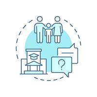 Parent engagement soft blue concept icon. School events, activity. Communication, feedback. Round shape line illustration. Abstract idea. Graphic design. Easy to use in article, infographic vector