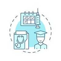 Student health records soft blue concept icon. Medical review, healthcare. Physical checkup. Round shape line illustration. Abstract idea. Graphic design. Easy to use in article, infographic vector