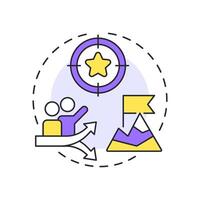 Defining business goals multi color concept icon. Organization aims to achieve. Workforce forecasting. Round shape line illustration. Abstract idea. Graphic design. Easy to use blog post vector