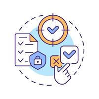 Specificity multi color concept icon. Defined limited purpose of user allotment. GDPR consent principle. Round shape line illustration. Abstract idea. Graphic design. Easy to use in article vector