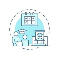 Course scheduling soft blue concept icon. Student services. Teaching plan, tutoring. Round shape line illustration. Abstract idea. Graphic design. Easy to use in article, infographic vector