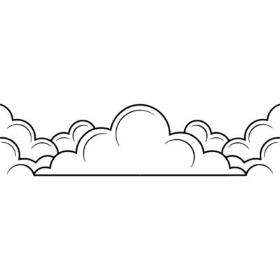 Simple Line Art Clouds on White, Illustration