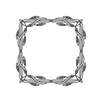 Minimalist Botanical Frame Black Vine and Leaf Border on White vector