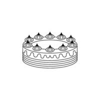 Simple Line Art Cake with Frosting Dots vector
