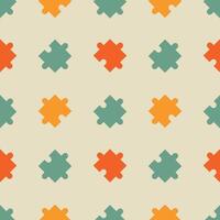 Colorful Puzzle Piece Seamless Pattern on Cream Background. This seamless design offers a playful and creative look, perfect for various design projects and backgrounds. vector