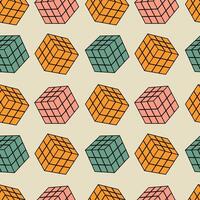 Geometric Cube Seamless Pattern Illustration. Vibrant and colorful geometric pattern featuring isometric cubes vector