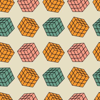 Geometric Cube Seamless Pattern Illustration. Vibrant and colorful geometric pattern featuring isometric cubes