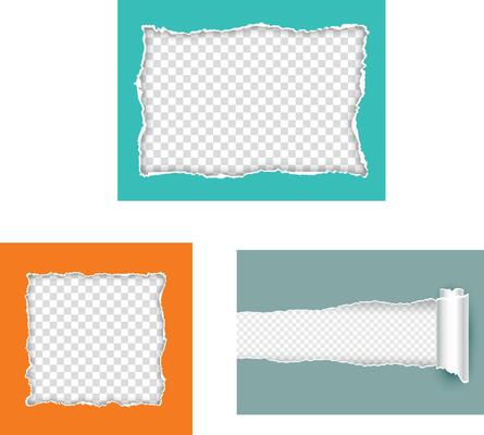 A new Torn paper rips with flap edges, paper rolled shreds