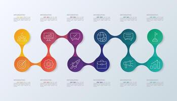 Infographic template with 12 circle options for presentation and data visualization. Business process chart, diagram with twelve steps to success. vector