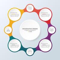 Connected circle infographic template with business icons vector