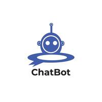 Chatbot logo design concept with robot head, smart virtual assistant bot head logo illustration for your business needs vector
