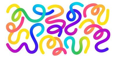 Sinuous twisting rainbow shapes - looping curvy lines, undulating swirls gradient vivid hues abstract pattern. vector