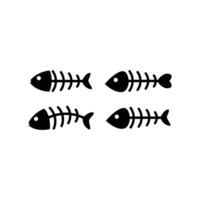 Fishbone Icon Set Design Consept Silhouette Style vector