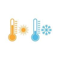 Thermometer with cold and hot icon design template vector